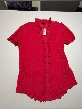 East‎ 5th Hot Pink Ruffle Button-Down Blouse